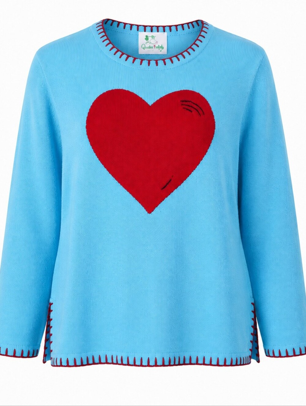 THE QUACKER FACTORY | Blue Red Heart Novelty Knit‎ Valentine Sweater | L